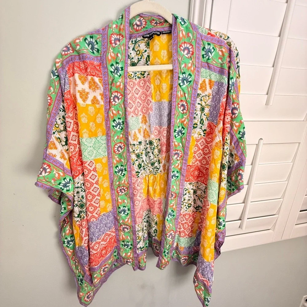 Tolani Collection Patchwork Print Kimono Cardigan XL Boho - Picture 5 of 9